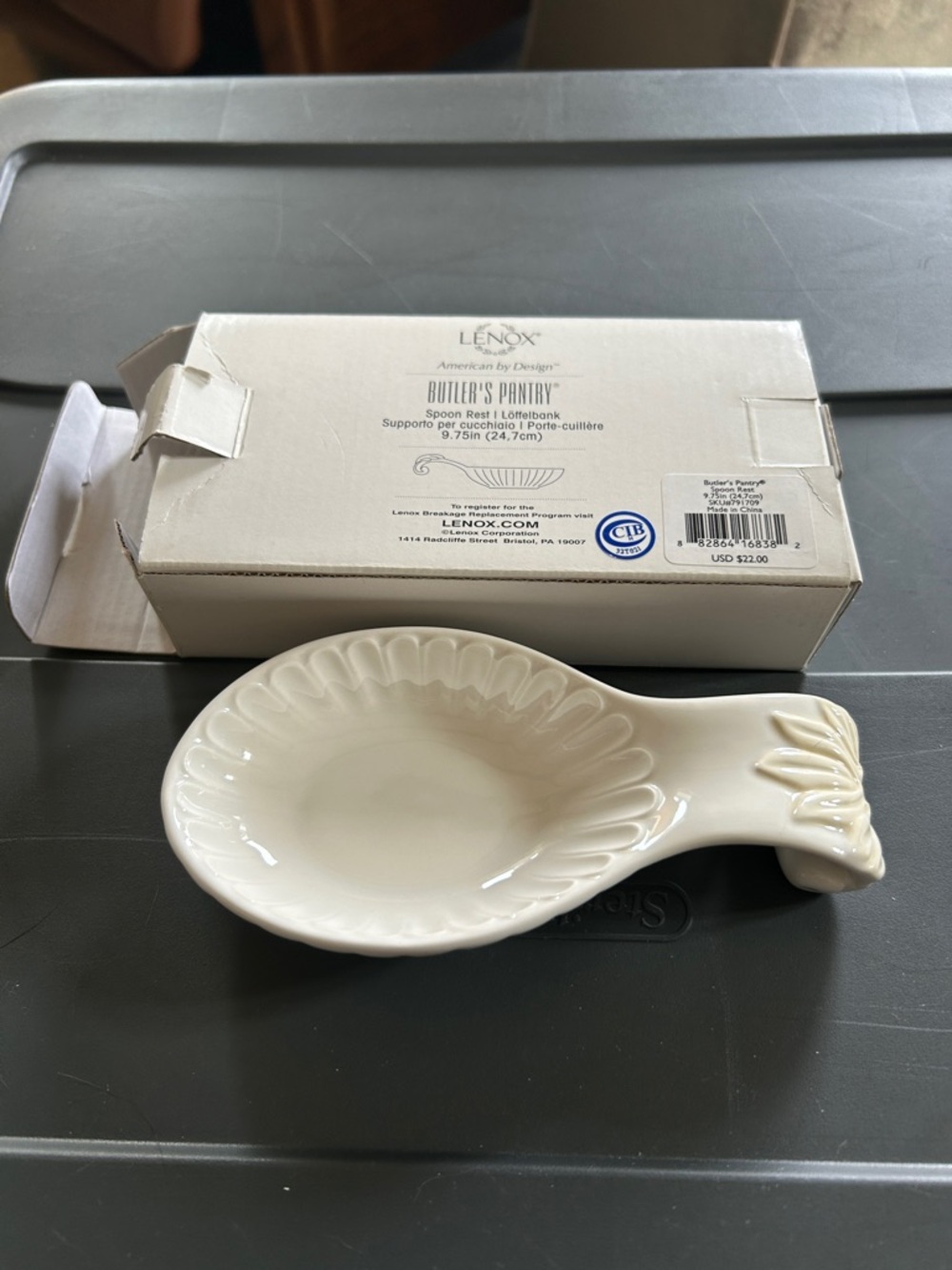 Lenox Cream Ceramic Spoon Rest from Butler's Pantry